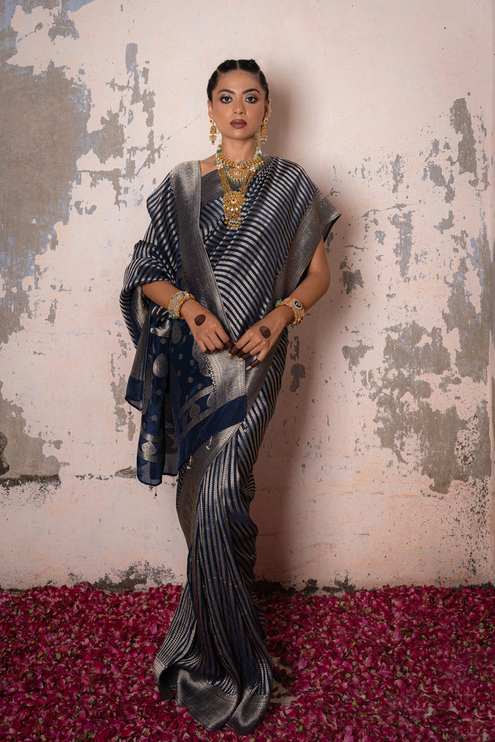 Blue look valley design saree