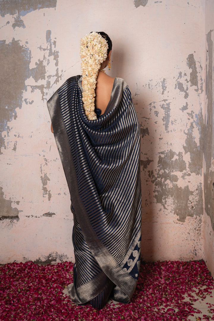 Blue look valley design saree