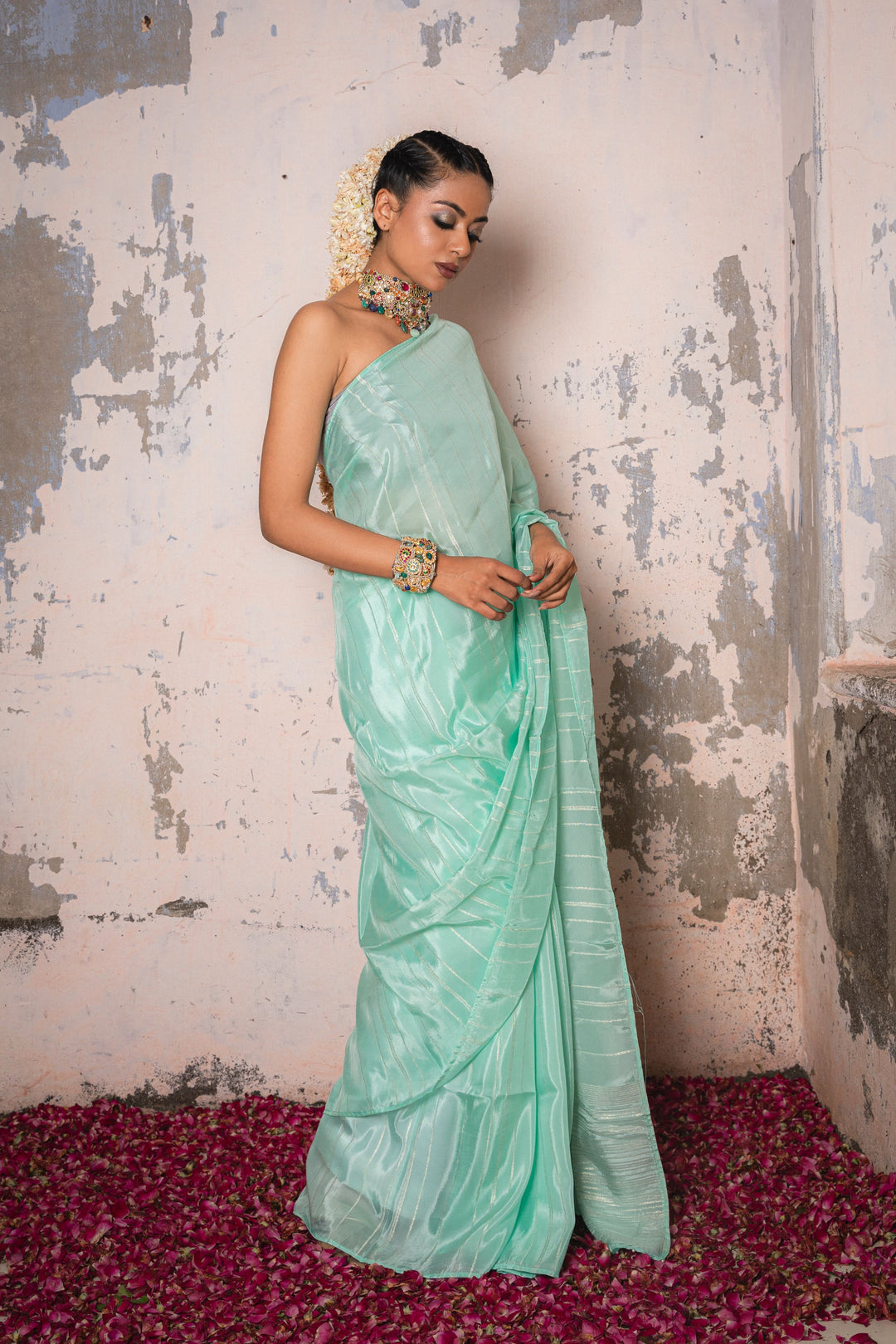 Elegant Tabi Silk Pastel Green Saree