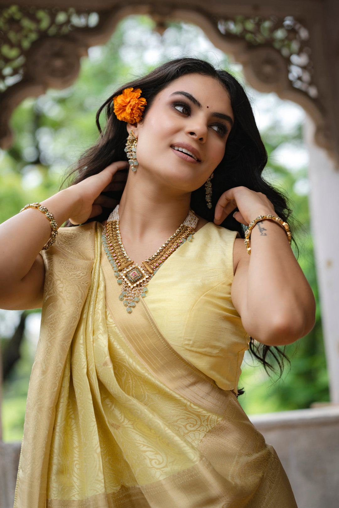 Elegant Crape Yellow Saree