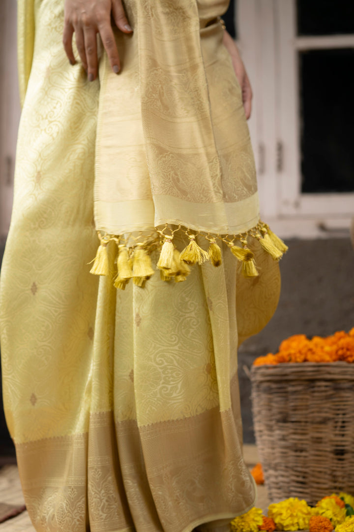 Elegant Crape Yellow Saree