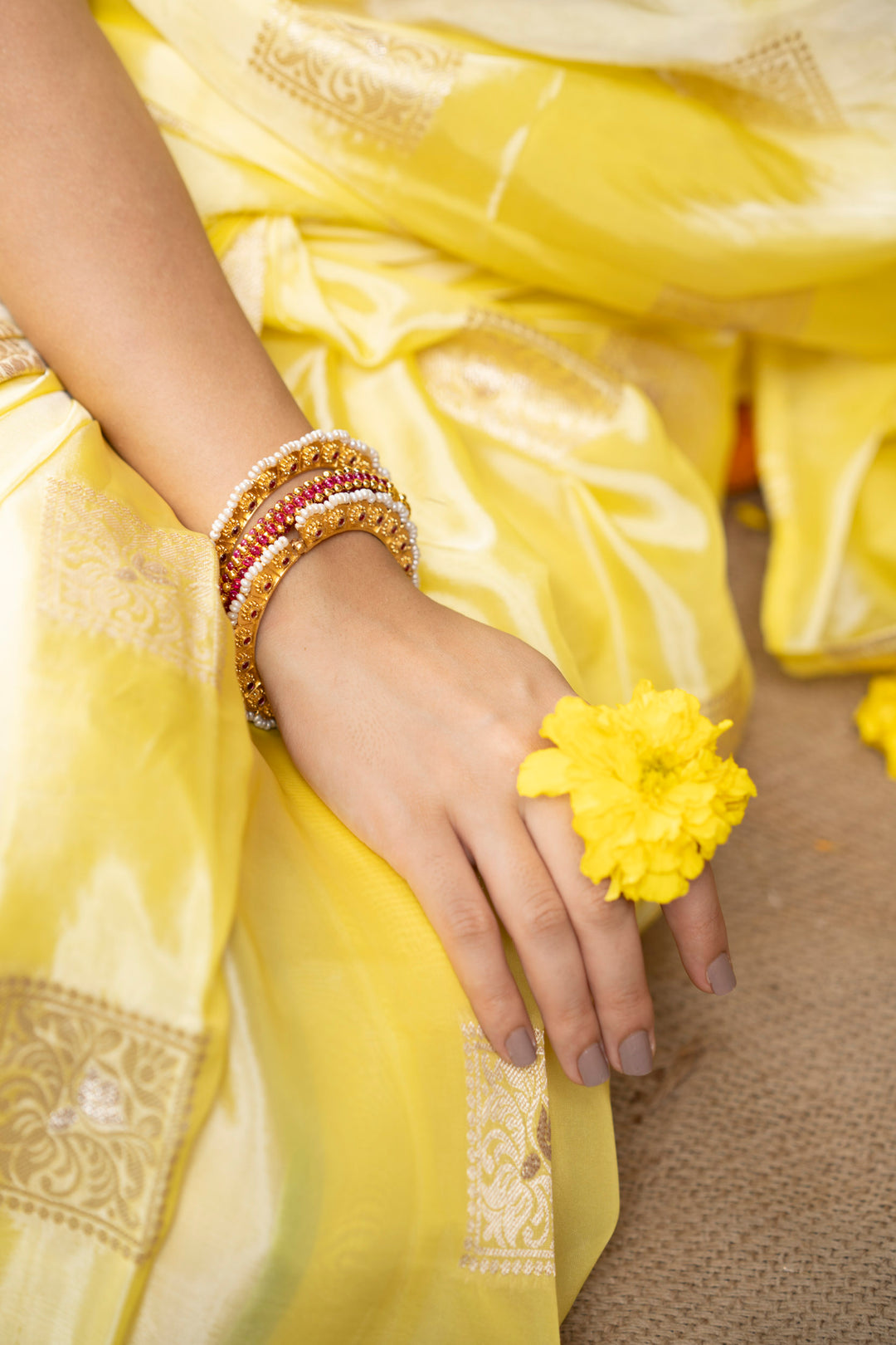 Elegant Revoshi Silk Lemon Yellow Saree