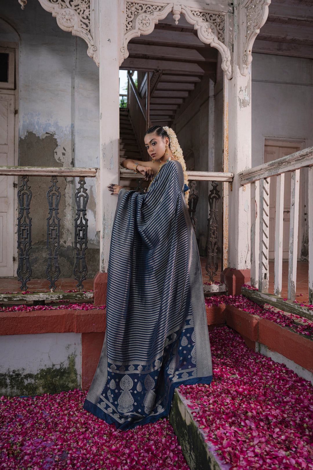 Blue look valley design saree