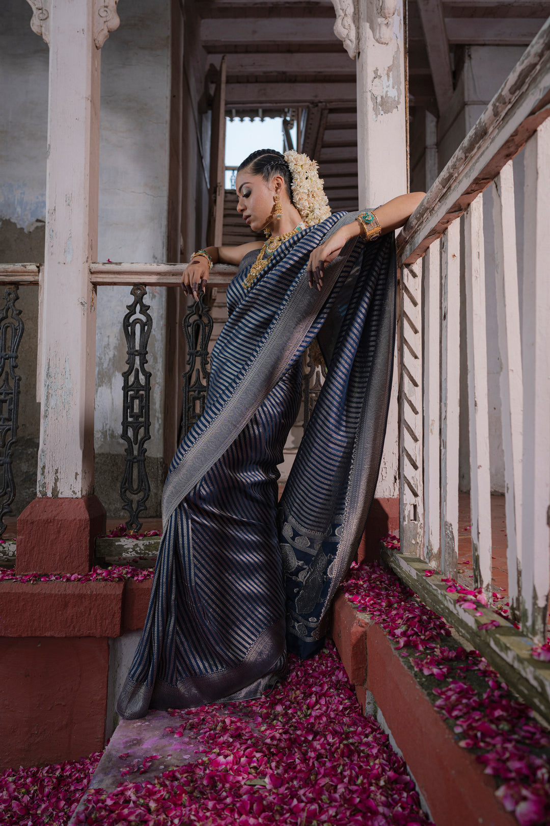 Blue look valley design saree