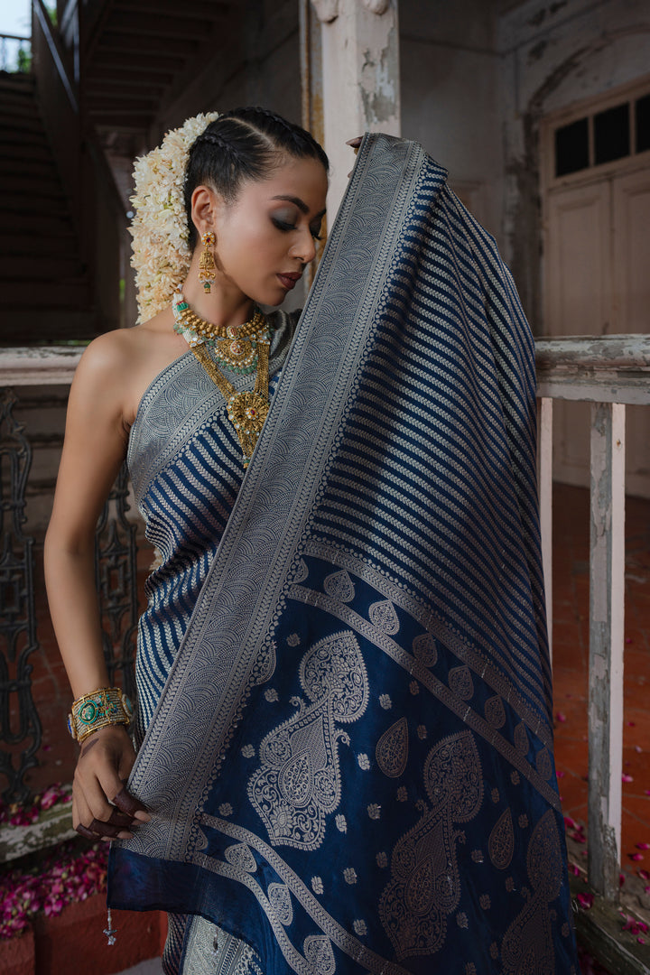 Blue look valley design saree