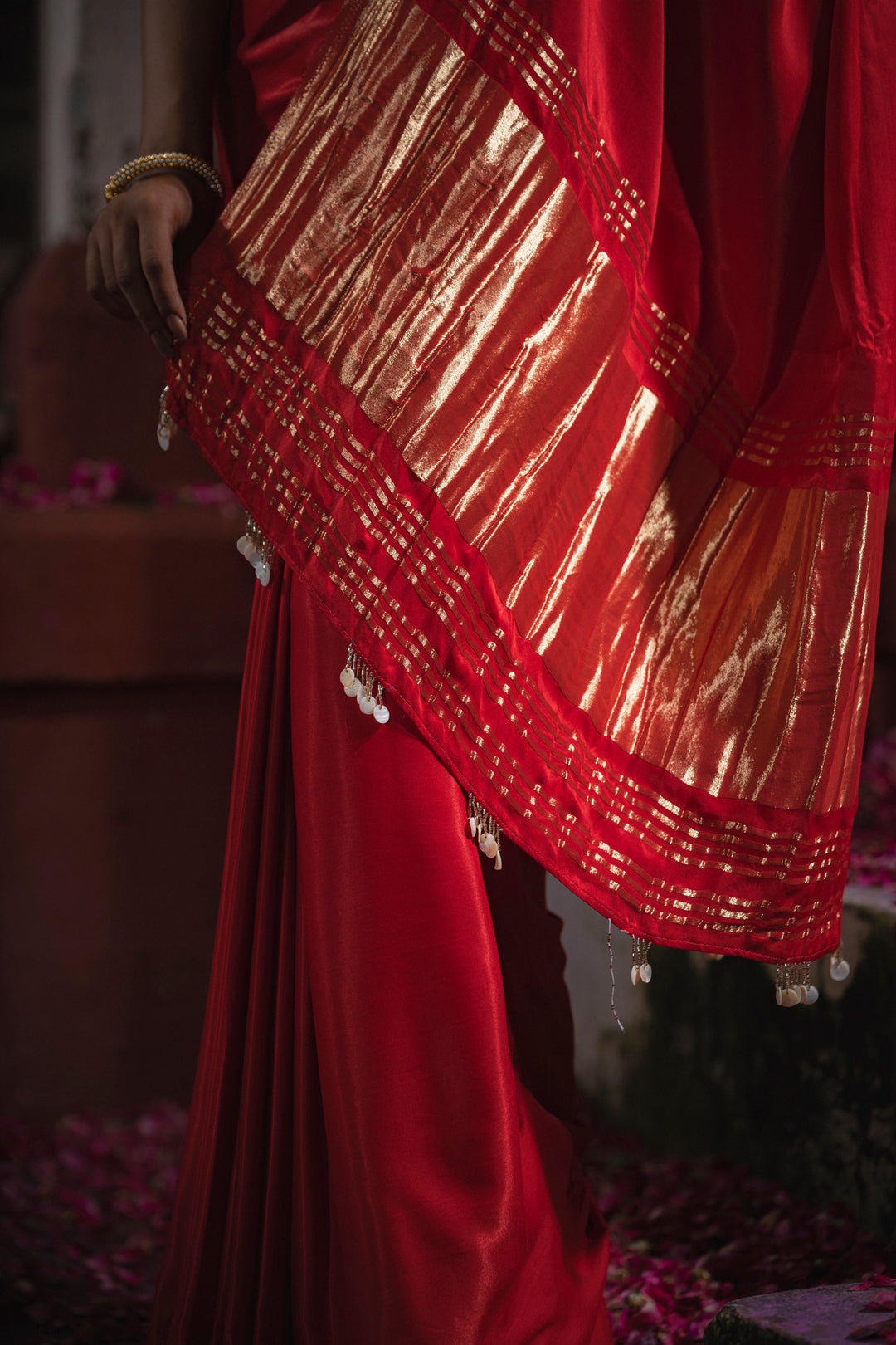 Luxurious Red Gaji Silk Saree with Lagdi Patta Pallu