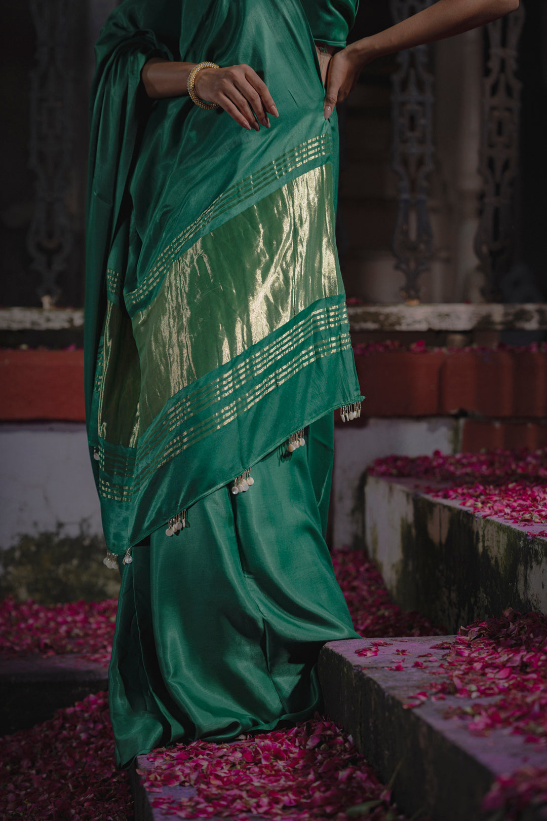 Luxurious Green Gaji Silk Saree with Lagdi Patta Pallu